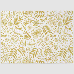 Gold and white flowers pattern tissue paper