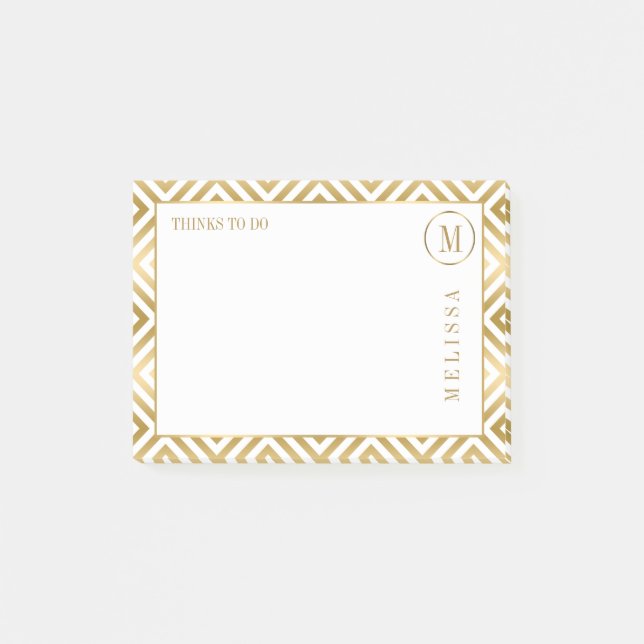 Gold And White Geometric Modern Design Post-it Notes (Front)