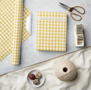 Gold and White Gingham Wrapping Paper
