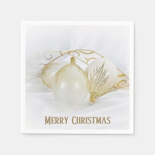 Gold and White Glitter Ornaments  Napkin (Front)