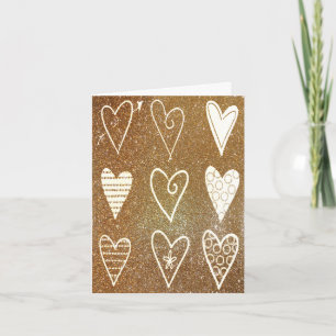 Gold and White Hearts Custom Wedding Greeting Card