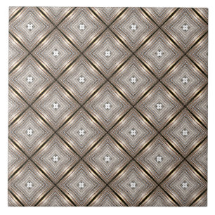Gold and white kaleidoscope pattern ceramic tile