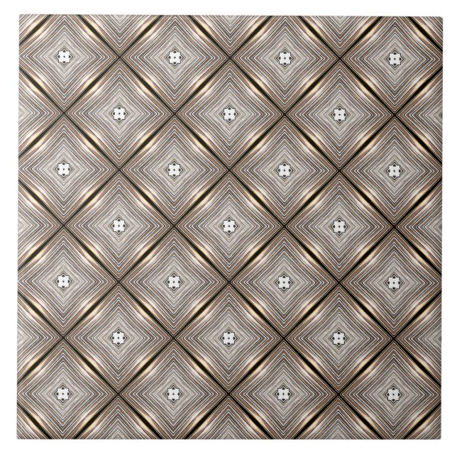 Gold and white kaleidoscope pattern     ceramic tile (Front)