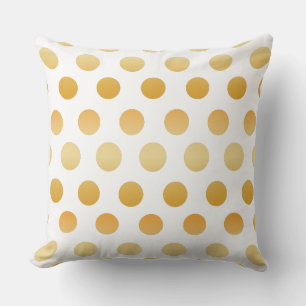 Gold and White   Large Polka Dots Pattern Cushion
