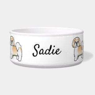 Gold And White Lhasa Apso Cartoon Dog & Name