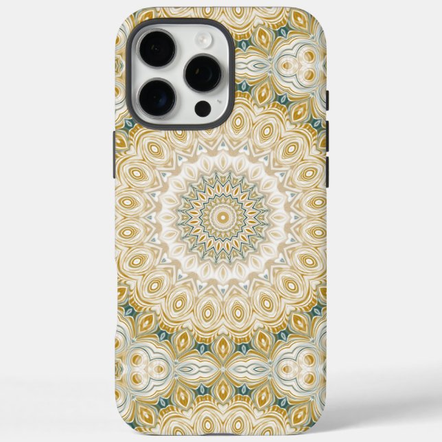 Gold and White Mandala Pattern with Teal Accents Case-Mate iPhone Case (Back)