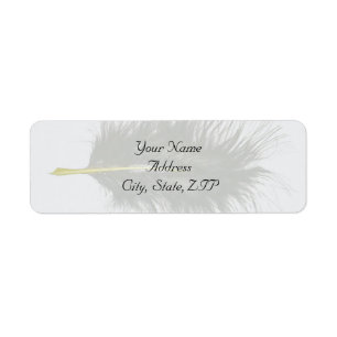 Gold and White Marabou Feather Return Address Label