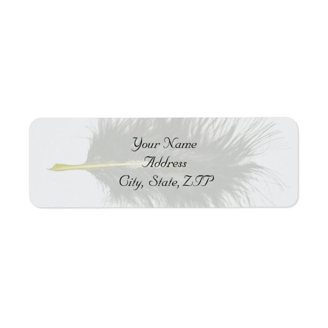 Gold and White Marabou Feather Return Address Label (Front)