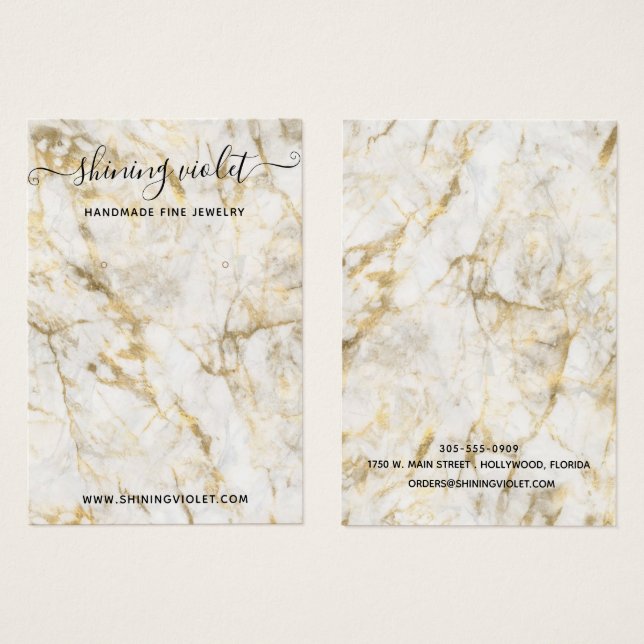 Gold and White Marble Earring & Necklace Display  (Front & Back)