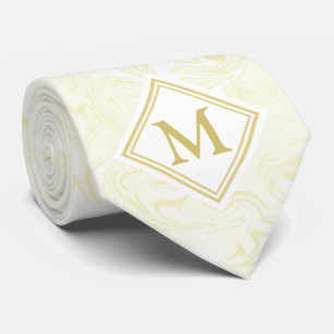 Gold and White Marble look with Diamond Monogram Tie
