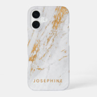 Gold and White Marble Pattern Personalised Name
