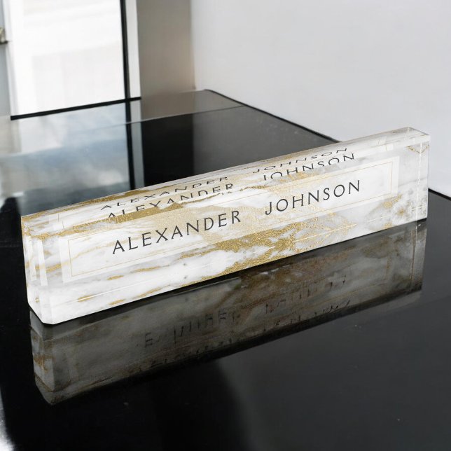 Gold and White Marble Professional Modern Nameplate (Creator Uploaded)