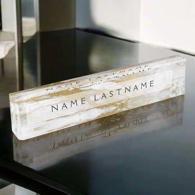 Gold and White Marble Professional Modern Nameplate (Creator Uploaded)