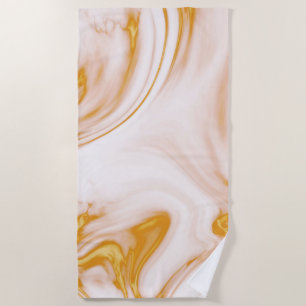Gold And White Marble Stone Beach Towel