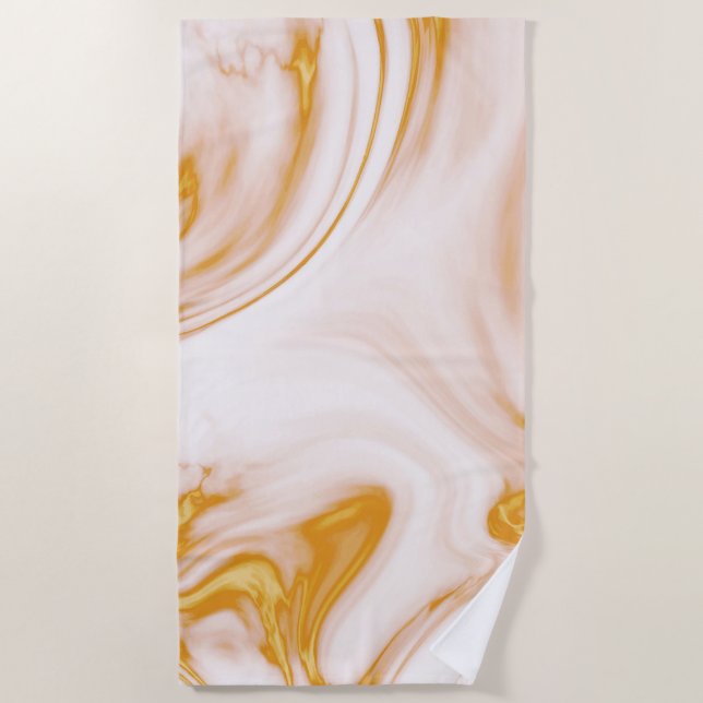 Gold And White Marble Stone Beach Towel (Front)