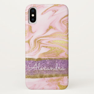Gold and White Marble with Gold Foil and Glitter iPhone X Case