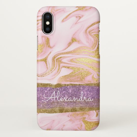 Gold and White Marble with Gold Foil and Glitter iPhone X Case
