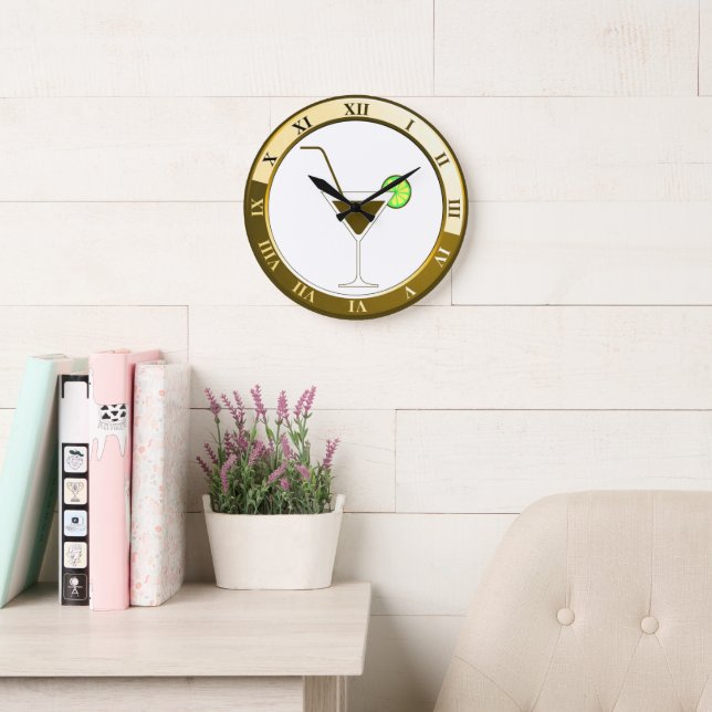 Gold and White Martini Bar Clock (Reading Room)