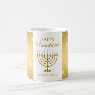 Gold and White Menorah Jewish Holiday Hanukkah Coffee Mug