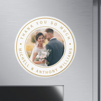 Gold and White Modern Wedding Photo Thank You