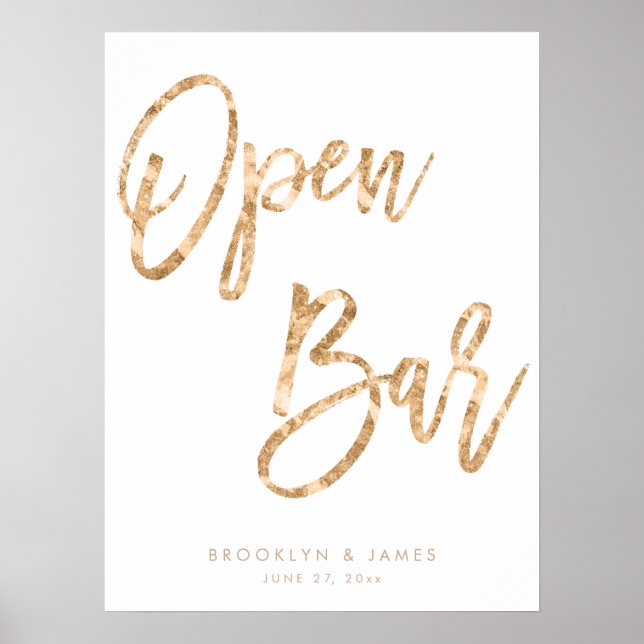 Gold And White Open Bar Sign 18x24 (Front)