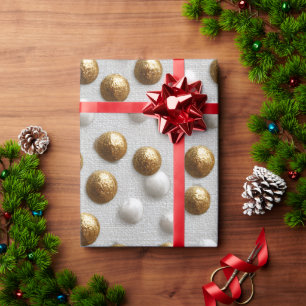 Gold and White Ornament Wrapping Paper Elegant H