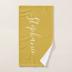 Gold and white personalised monogram workout towel
