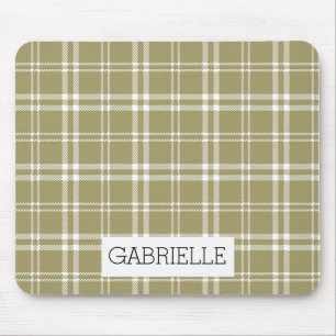 Gold and White Plaid Mouse Pad