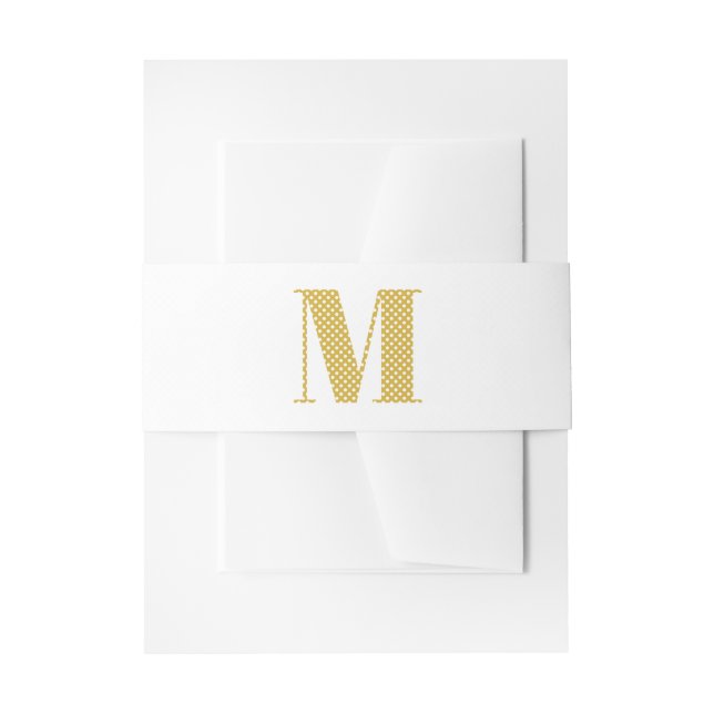 Gold and White Polka Dot Monogram Invitation Belly Band (Front Example)