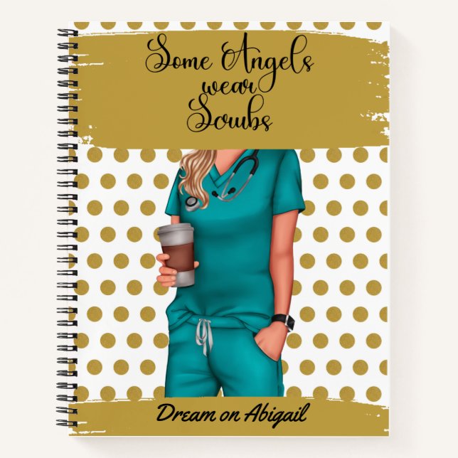 Gold and White Polka Dot  Notebook (Front)