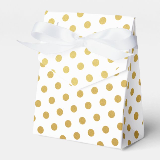 Gold and White Polka Dot Pattern Favour Box (Front Side)
