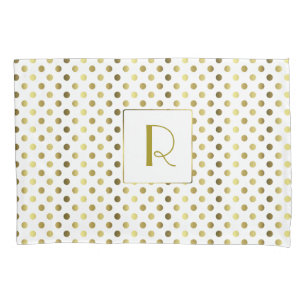 Gold and White Polka Dot Pillow Case
