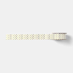 Gold and White Polka Dot Ribbon Satin Ribbon