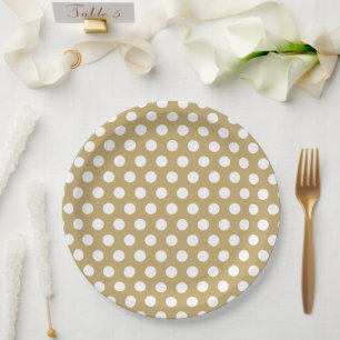 Gold and White Polka Dots Paper Plate