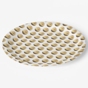Gold and White Polka Dots Pattern Elegant Chic Paper Plate
