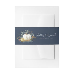 Gold and White Pumpkin Fall Harvest Invitation Bel Belly Band