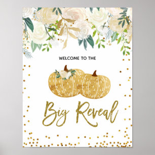 Gold and White Pumpkin Reveal Party Sign