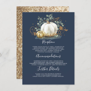 Gold and White Pumpkin Wedding Details Information Enclosure Card