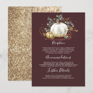 Gold and White Pumpkin Wedding Details Information Enclosure Card