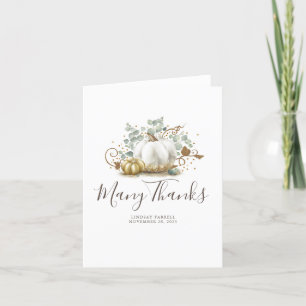 Gold and White Pumpkins Fall Baby Shower Thank You Card