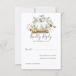 Gold and White Pumpkins Fall Wedding RSVP
