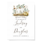 Gold and White Pumpkins Fall Wedding Welcome Sign