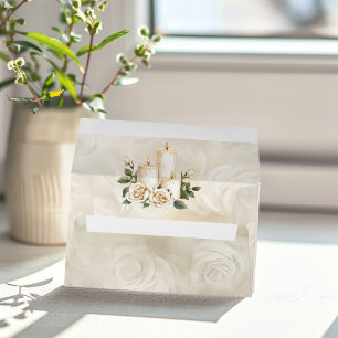 Gold and White Roses Arch Frame Candlelight Envelope