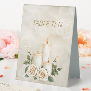 Gold and White Roses Candlelight
