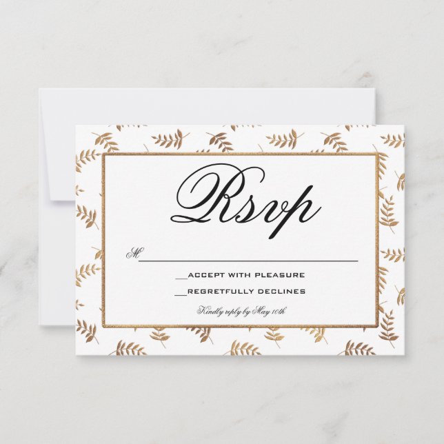 Gold and White RSVP Card (Front)