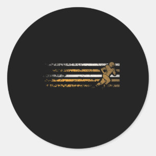 Gold And White Running Football Player Classic Round Sticker