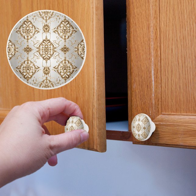 Gold and White Satin Ceramic Knob (Creator Uploaded)