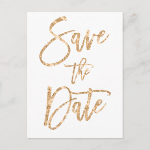 Gold And White Save The Date Postcards