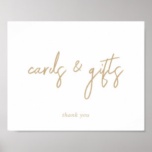 Gold and White Script Cards and Gifts Sign