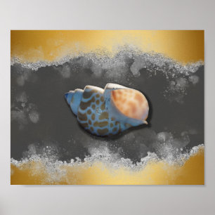 Gold and White Seashell Tropical Printable Art Poster